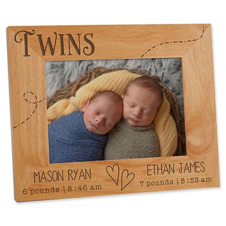 Picture Frame Twins with Baby Shoes-Photo frame Twins Silvered 