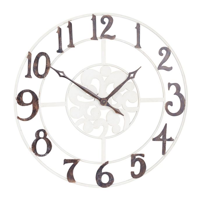 3r Studios 36 In Round Gray Metal Wall Clock Large Iron Clock Metal Clock Wall Clock