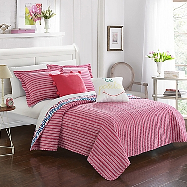 Chic Home Maiya 7-Piece Reversible Twin XL Quilt Set in Fuchsia. View a larger version of this product image.