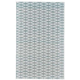 Weave & Wander Burton Casual Diamond Flatweave Rug in Aqua/Gray/White