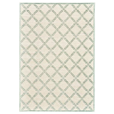 Weave & Wander Soho-Mah Garden Trellis 2&#39;2 x 4&#39;  Accent Rug in Cream/Light Blue. View a larger version of this product image.