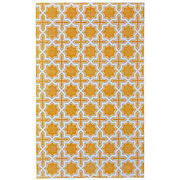 Weave & Wander Granada Dhurrie Geometric Lattice 4' x 6' Accent Rug in Saffron
