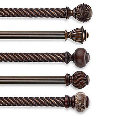 Cambria&reg; Estate Wood Curtain Rod Hardware Collection in Chocolate. View a larger version of this product image.