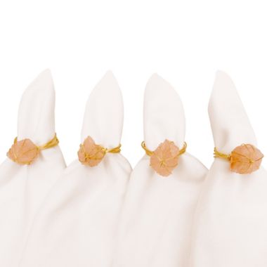 Leila's Linen Rose Quartz Napkin Rings (Set of 4). View a larger version of this product image.