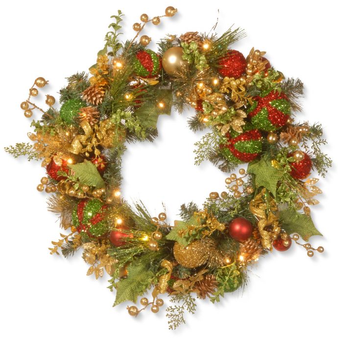 National Tree Company® Pre-Lit LED 30-Inch Decorated Christmas Wreath