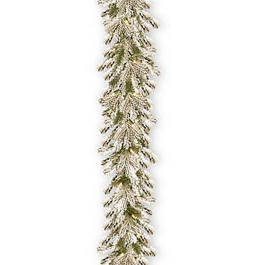 National Tree Company 9-Foot Pre-Lit Snowy Sheffield Spruce Garland. View a larger version of this product image.