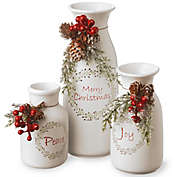 National Tree Company 3-Piece Holiday Antique Milk Bottles