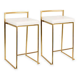 LumiSource® Fuji Counter Stools in Gold/White (Set of 2)