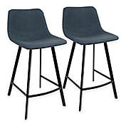 LumiSource&reg; Outlaw Counter Stools in Blue/Black (Set of 2)