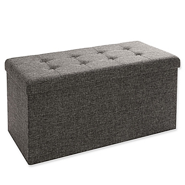Seville Classics Foldable Storage Bench/Ottoman in Charcoal. View a larger version of this product image.