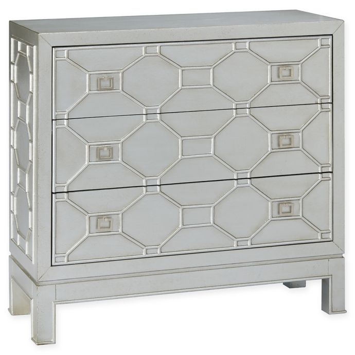 Madison Park Fleming 3 Drawer Chest With Metallic Silver Leaf