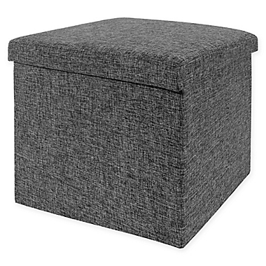 Seville Classics Foldable Storage Cube/Ottoman in Charcoal Grey. View a larger version of this product image.