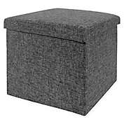 Seville Classics Foldable Storage Cube/Ottoman in Charcoal Grey