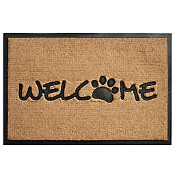 & More Welcome Paw 24-Inch x 36-Inch Door Mat in Black/Natural