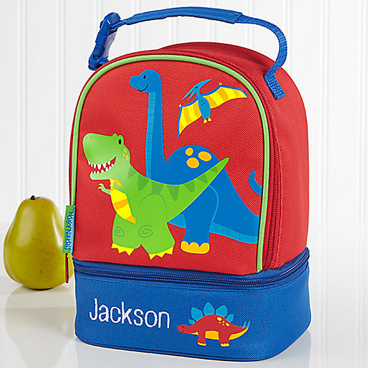Alternate image 1 for Stephen Joseph® Embroidered Dino Lunch Bag in Red