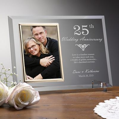 40th Wedding Anniversary Silver Photo Frame With 2 square 4 x 4" Photo 