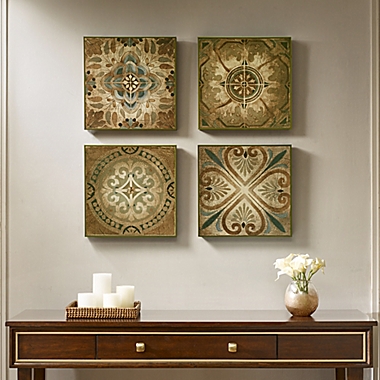 Madison Park Bella Blue Tiles 15.5-Inch x 15.5-Inch Box Wall Art (Set of 4). View a larger version of this product image.
