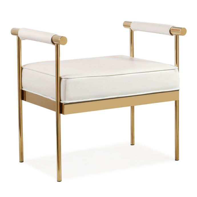 TOV Furniture Diva Faux Leather Bench In White