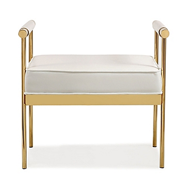 TOV Furniture Diva Faux Leather Bench in White. View a larger version of this product image.