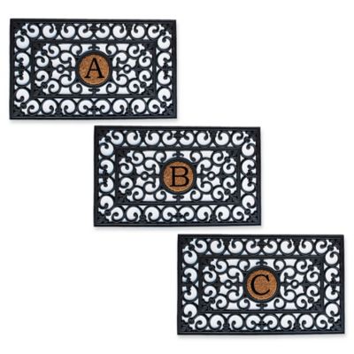 Home & More Scroll Monogrammed "Initial" Rubber Door Mat ...