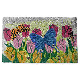 Nature by Geo Crafts Butterfly on Flowers 18-Inch x 30-Inch Doo Mat in Multi