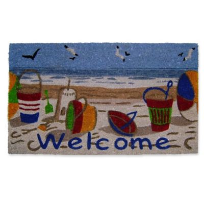 Nature by Geo Crafts Beach Welcome 18-Inch x 30-Inch Multicolor Door Mat