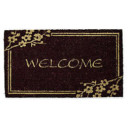 Nature by Geo Crafts Welcome on Black Background 18-Inch x 30-Inch Door Mat
