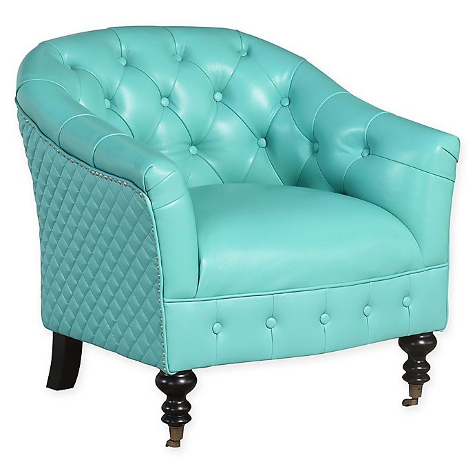 Jonah Leather Club Chair In Turquoise Bed Bath Beyond