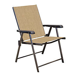 Never Rust Aluminum Sling Folding Chair in Bronze