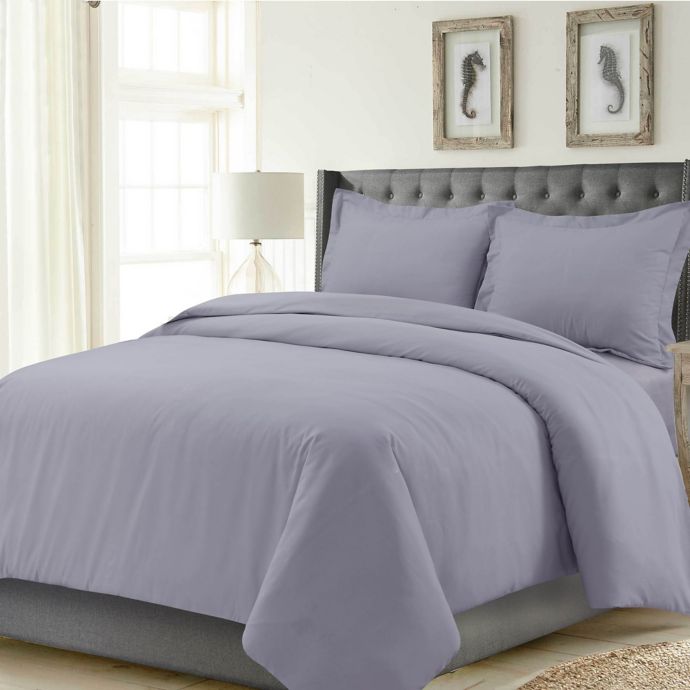 Tribeca Living Madrid Solid 3-Piece Duvet Cover Set | Bed Bath & Beyond