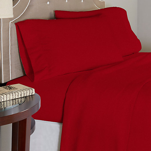 Alternate image 1 for Pointehaven Rococco 175 GSM Flannel Twin XL Sheet Set in Red