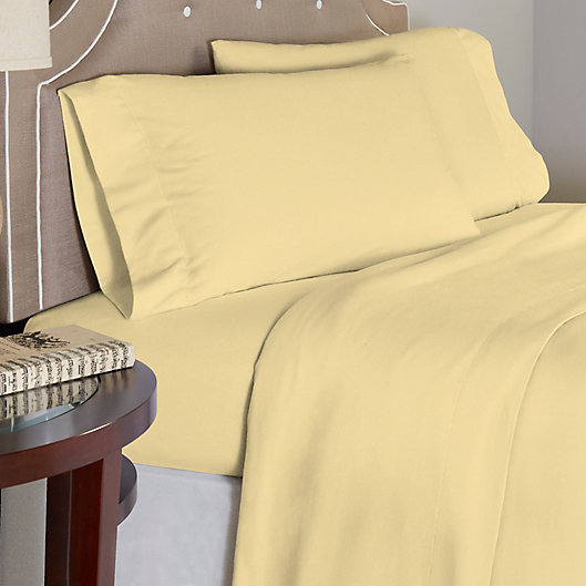 Alternate image 1 for Pointehaven 175 GSM Solid Flannel Queen Sheet Set in Yellow