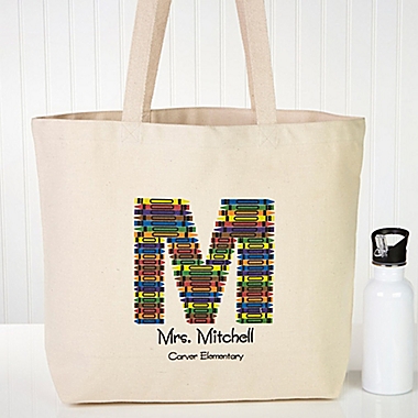 Crayon Letter Teacher Canvas Tote Bag. View a larger version of this product image.