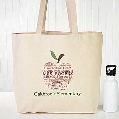 Apple Scroll Teacher Canvas Tote Bag. View a larger version of this product image.