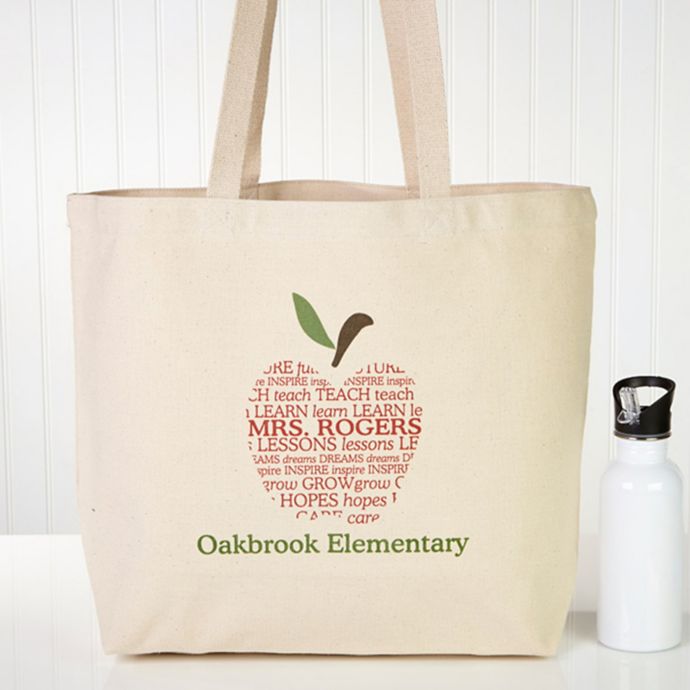 Download Apple Scroll Teacher Canvas Tote Bag | Bed Bath & Beyond