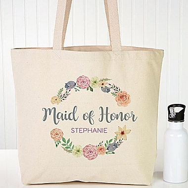 Floral Wreath Bridal Canvas Tote Bag. View a larger version of this product image.