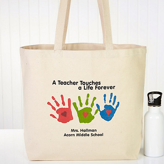 Alternate image 1 for Touches a Life Teacher Canvas Beach Tote Bag