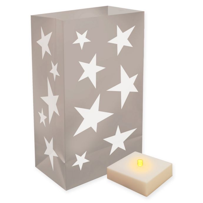 6Piece Star LED Luminaria Kit with Timer in Silver Bed Bath & Beyond