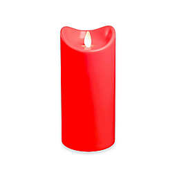 7-Inch Moving Flame LED Flameless Pillar Candle in Red
