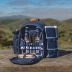 Alternate image 2 for Picnic Time&reg; 19-Piece Insulated Picnic Backpack for 2 in Navy/Brown