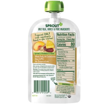 Sprout&reg; 3.5 oz. Stage 2 Peach Organic Oatmeal with Coconut Milk and Pineapple. View a larger version of this product image.