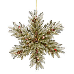 National Tree Company® 32-Inch Pre-Lit LED Snowy Dunhill Fir Snowflake Wreath