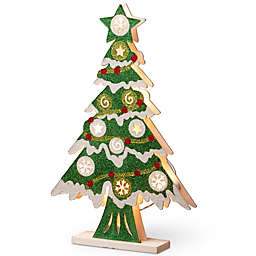 National Tree Company 17-Inch Pre-Lit Wooden Christmas Tree