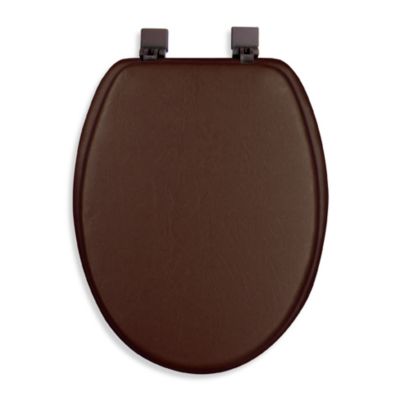 elongated padded toilet seat with metal hinges