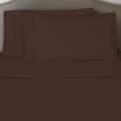 Pointehaven Solid Flannel Twin Sheet Set in Chocolate