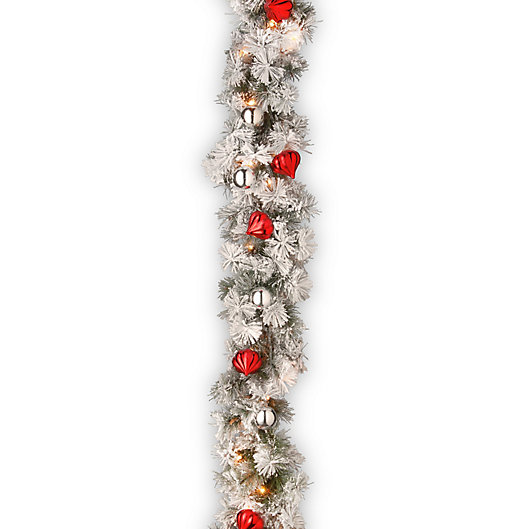 Alternate image 1 for National Tree Company® 9-Foot Pre-Lit Snowy Bristle Pine Garland