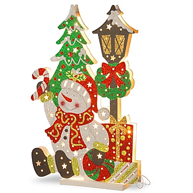 National Tree Company&reg; 17-1/2-Inch Wooden Snowman Scene. View a larger version of this product image.