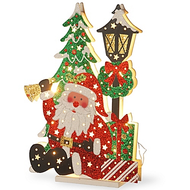 National Tree Company&reg; 17-1/2-Inch Wooden Santa Scene. View a larger version of this product image.