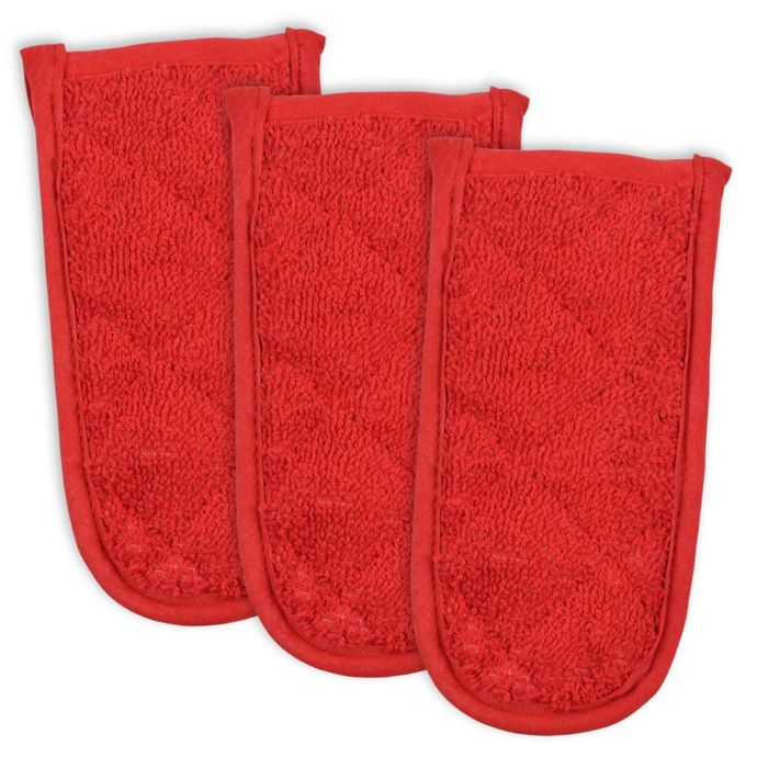 Design Imports Terry Pan Handle Covers in Red (Set of 3) Bed Bath