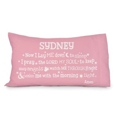 &quot;Now I Lay Me Down to Sleep&quot; Pillowcase in Pink. View a larger version of this product image.